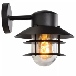 Außenlampe Wand Glas Aluminium Schwarz IP44 E27 Balkon