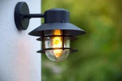 Außenlampe Wand Glas Aluminium Schwarz IP44 E27 Balkon