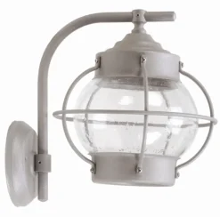 Außenlampe Wand Grau Messing Glas E27 IP23 22 cm hoch