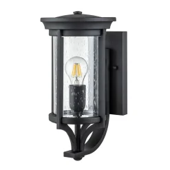 Außenlampe Wand IP44 E27 Schwarz Metall Regenglas MERYL