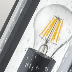 Außenlampe Wand IP44 E27 Schwarz Metall Regenglas MERYL