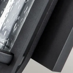 Außenlampe Wand IP44 E27 Schwarz Metall Regenglas MERYL