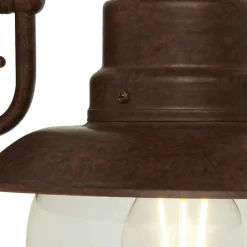 Außenlampe Wand IP44 H: 27 cm E27 Braun Glas Metall Maritim