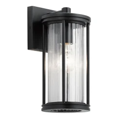 Außenlampe Wand IP44 H: 29 cm Glas Aluminium Schwarz