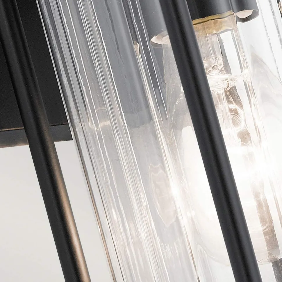 Außenlampe Wand IP44 H: 29 cm Glas Aluminium Schwarz