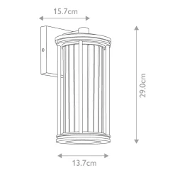 Außenlampe Wand IP44 H: 29 cm Glas Aluminium Schwarz