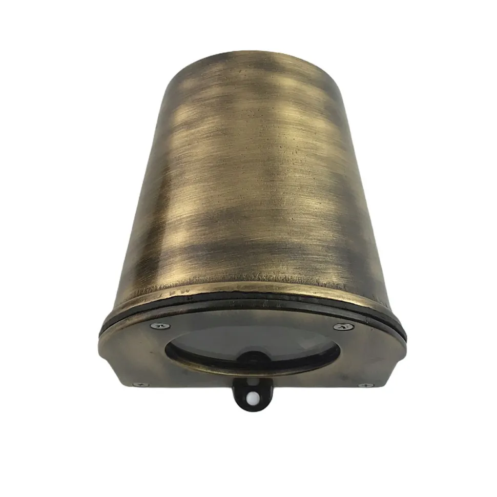 Außenlampe Wand Messing massiv Glas GU10 IP54 Downlight