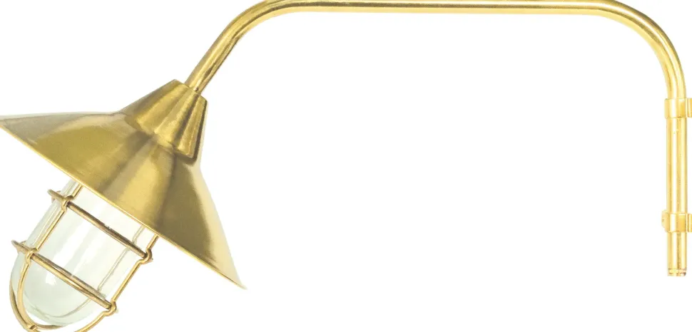 Außenlampe Wand Messing massiv Glas 26 cm breit IP44