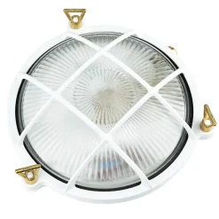 Außenlampe Weiß Messing Glas Ø 21 cm E27 IP64 SERIFOS