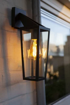 Außenlaterne Wand Glas Aluminium E27 IP44 H:40 cm
