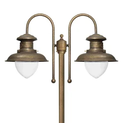 Außenleuchte 2-flammig 210 cm E27 IP44 Messing Maritim