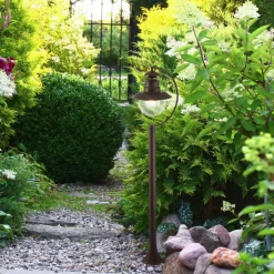 Außenleuchte Garten IP44 E27 110 cm Rostbraun Glas Metall