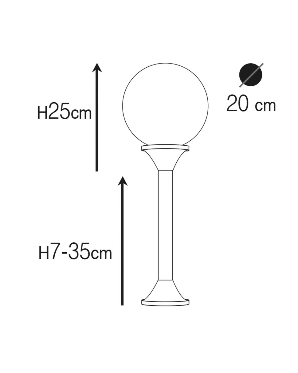 Außenleuchte Kugel Schirm 60 cm hoch Glas Messing E27 IP43