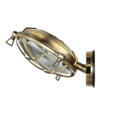 Außenleuchte Maritim Echt-Messing Riffelglas IP64 E27 SERIFOS