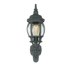 Außenleuchte Rustikal E27 Grau Glas Alu H: 54 cm IP23