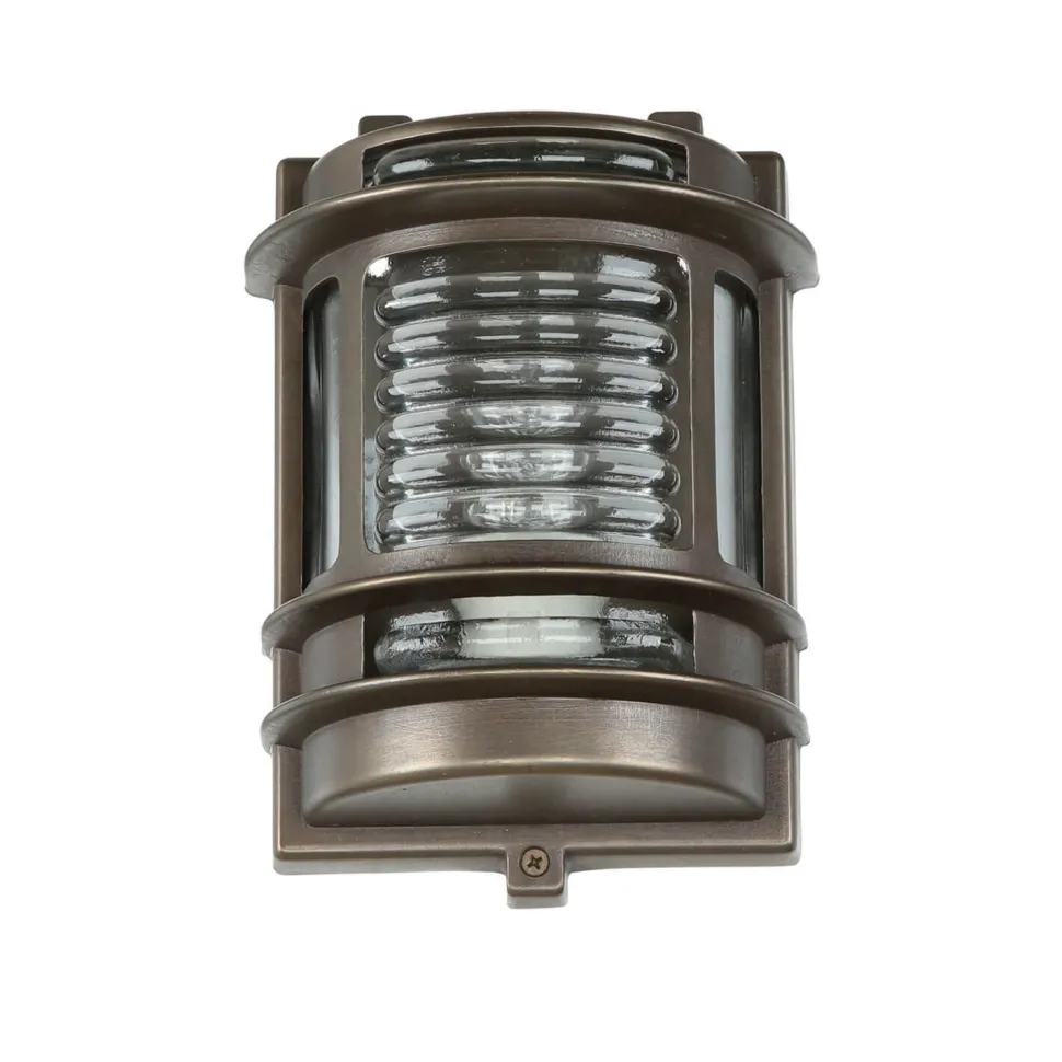 Außenleuchte Schwarz antik IP64 Messing Glas H: 22 cm