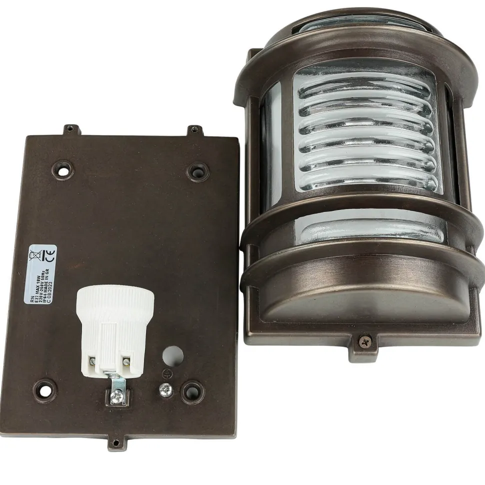 Außenleuchte Schwarz antik IP64 Messing Glas H: 22 cm