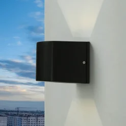 Außenleuchte Schwarz IP44 Up Down Aluminium Glas klein