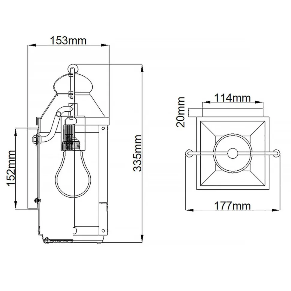Außenleuchte Vintage Glas Aluminium E27 IP44 33,5 cm hoch