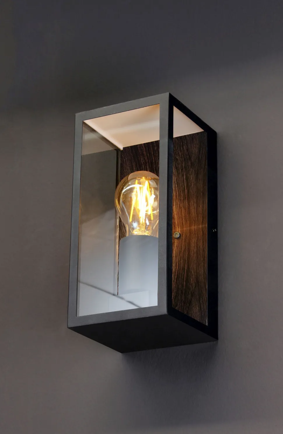 Außenleuchte Vintage Schwarz Holz B:11,5 cm IP44 E27