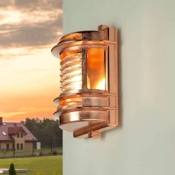 Außenleuchte Wand E27 IP64 Messing Glas in Kupfer