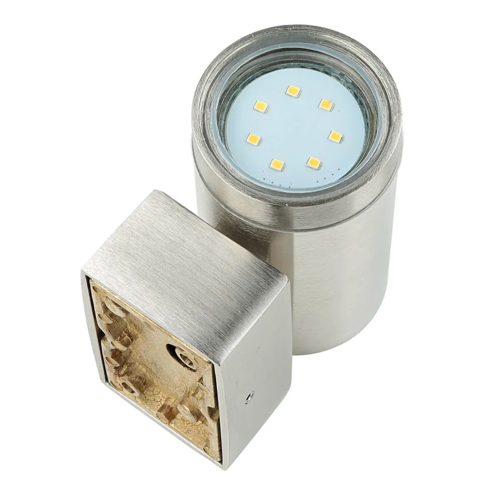 Außenleuchte Wand Echt-Messing H: 10 cm Downlight