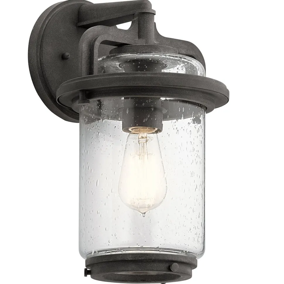 Außenleuchte Wand Glas Aluminium E27 IP44 35,6 cm hoch