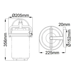 Außenleuchte Wand Glas Aluminium E27 IP44 35,6 cm hoch