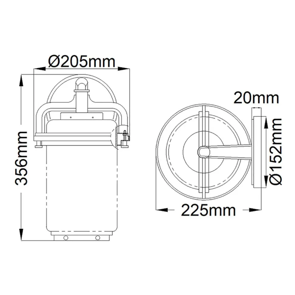 Außenleuchte Wand Glas Aluminium E27 IP44 35,6 cm hoch