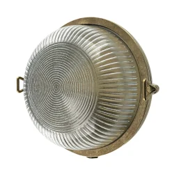 Außenleuchte Wand Glas Messing massiv E27 IP64 rund