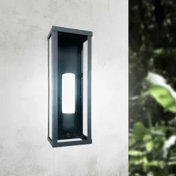 Außenleuchte Wand in Bronze matt IP43 E27 Eisen Glas