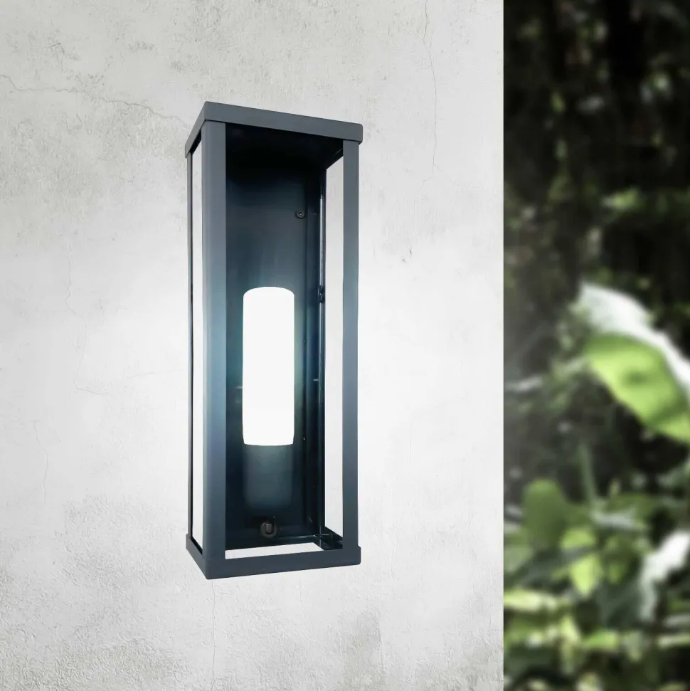 Außenleuchte Wand in Bronze matt IP43 E27 Eisen Glas