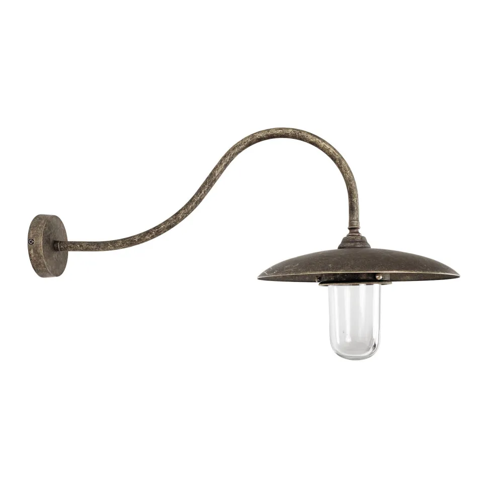 Außenleuchte Wand IP44 E27 Glas Messing massiv Maritim