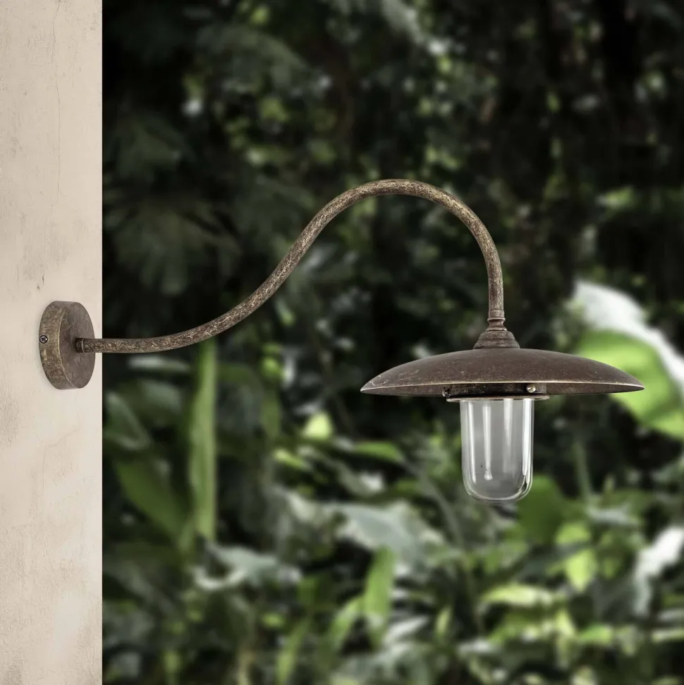 Außenleuchte Wand IP44 E27 Glas Messing massiv Maritim