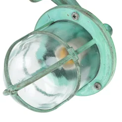 Außenleuchte Wand IP64 Grün antik Glas Echt-Messing E27