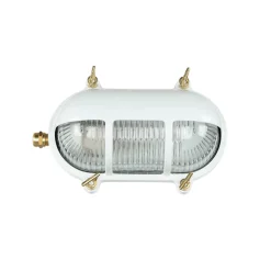 Außenleuchte Wand IP64 Messing Riffelglas Maritim E27