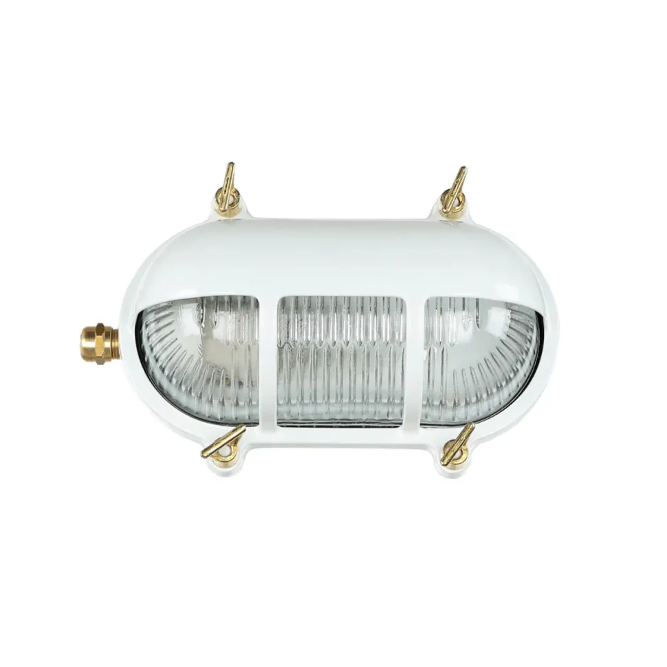 Außenleuchte Wand IP64 Messing Riffelglas Maritim E27