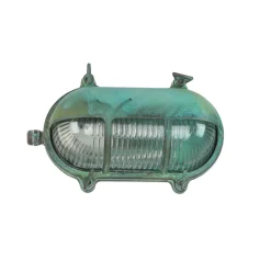 Außenleuchte Wand Maritim Grün Messing Glas IP64