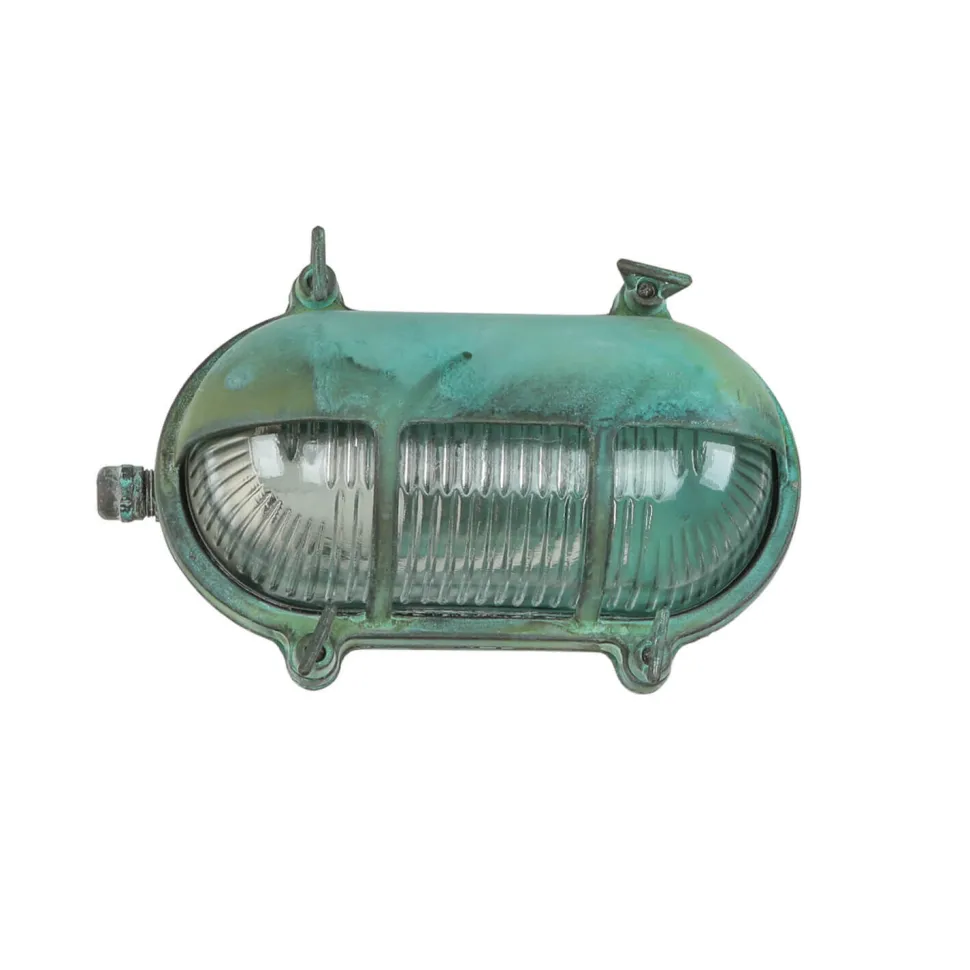 Außenleuchte Wand Maritim Grün Messing Glas IP64