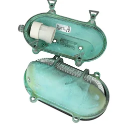 Außenleuchte Wand Maritim Grün Messing Glas IP64