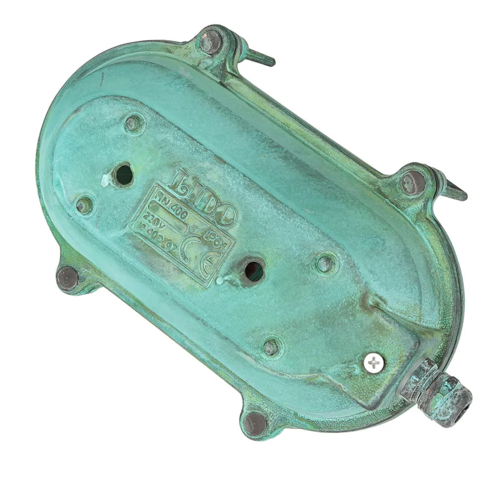 Außenleuchte Wand Maritim Grün Messing Glas IP64