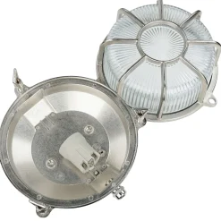 Außenleuchte Wand Maritim Echt-Messing Riffelglas E27