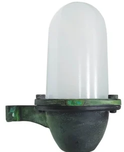 Außenleuchte Wand Messing Glas H: 21 cm IP64 Grün Antik