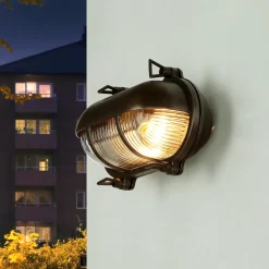 Außenleuchte Wand Messing Glas Maritim IP64 B: 21 cm E27