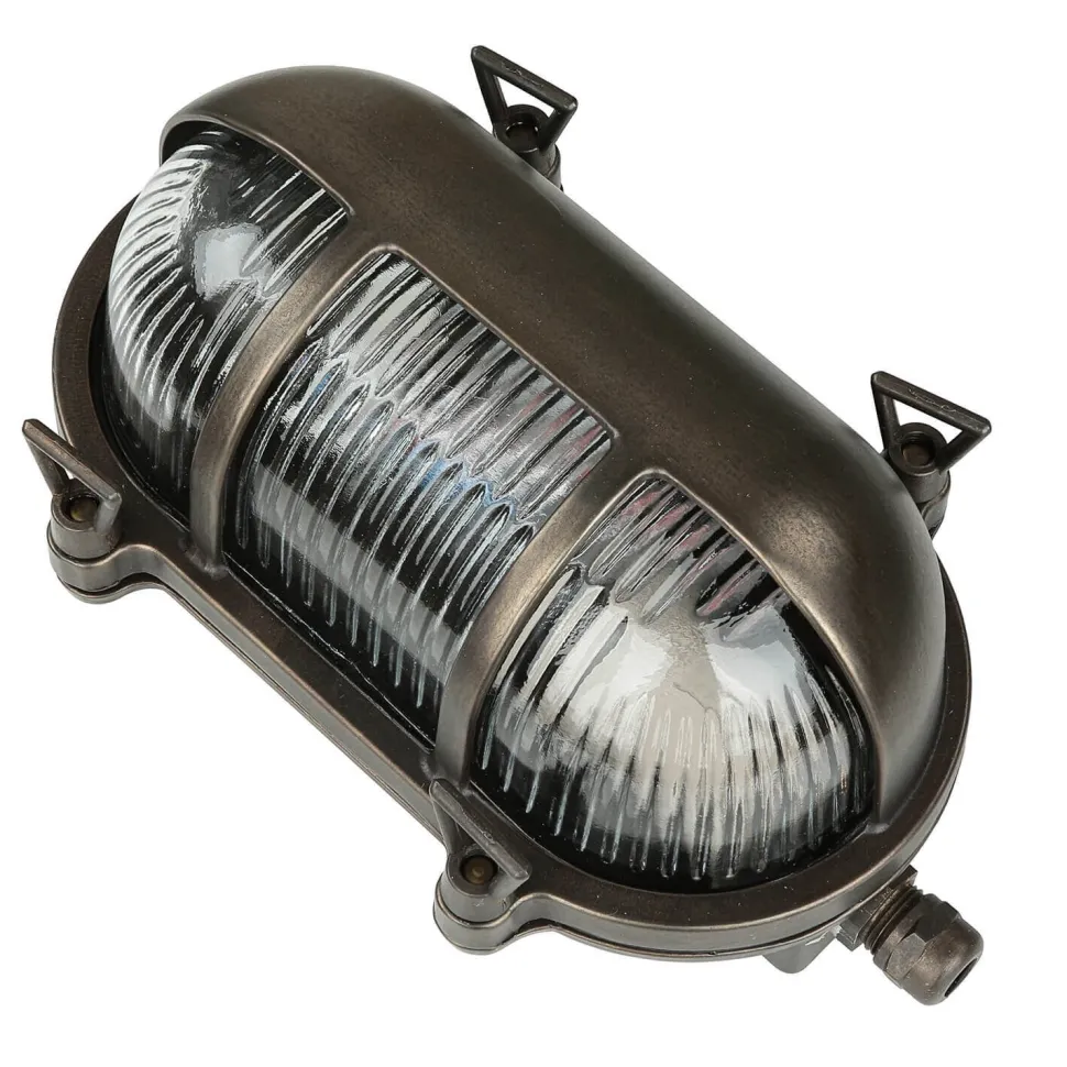 Außenleuchte Wand Messing Glas Maritim IP64 B: 21 cm E27