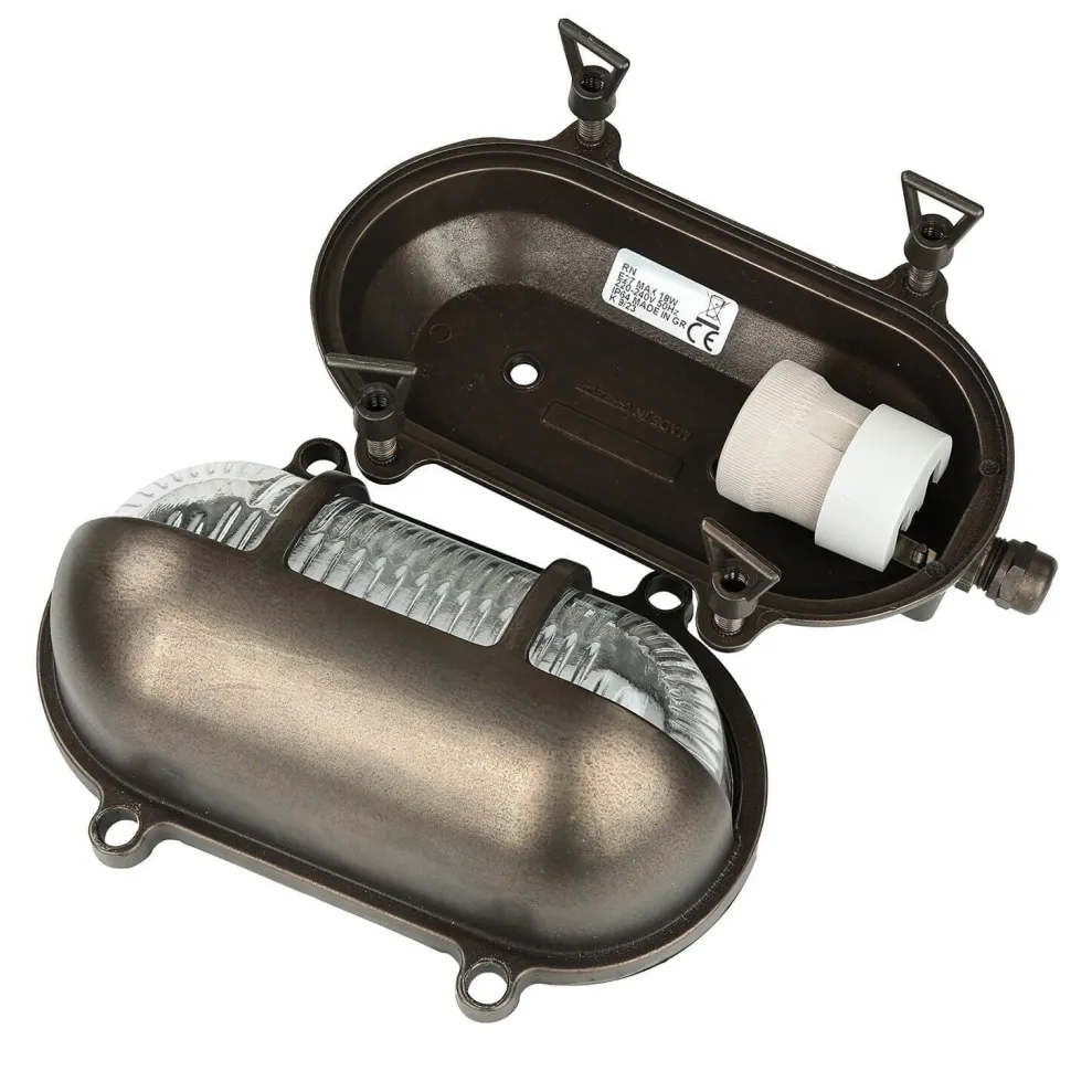 Außenleuchte Wand Messing Glas Maritim IP64 B: 21 cm E27