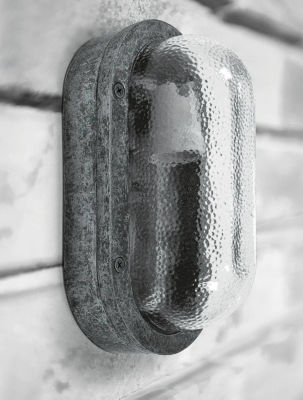 Außenleuchte Wand Messing massiv Glas 23 cm breit IP64