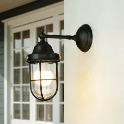 Außenleuchte Wand Messing Glas Maritim IP44 E27