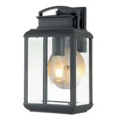 Außenwandlampe Aluminium Glas H: 36,8 cm IP44 E27 Grau