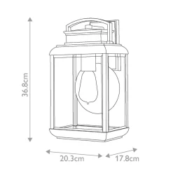 Außenwandlampe Aluminium Glas H: 36,8 cm IP44 E27 Grau